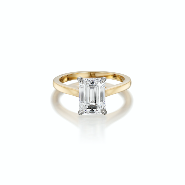 emerald cut diamond engagement ring, single diamond engagement ring, classic engagement ring