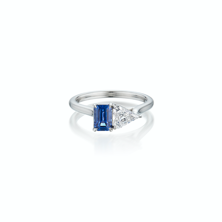 Blue Sapphire & Diamond Toi Et Moi Alternative Engagement Ring