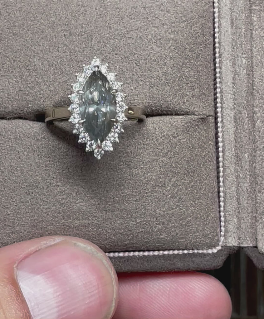 Dark grey diamond engagement ring
