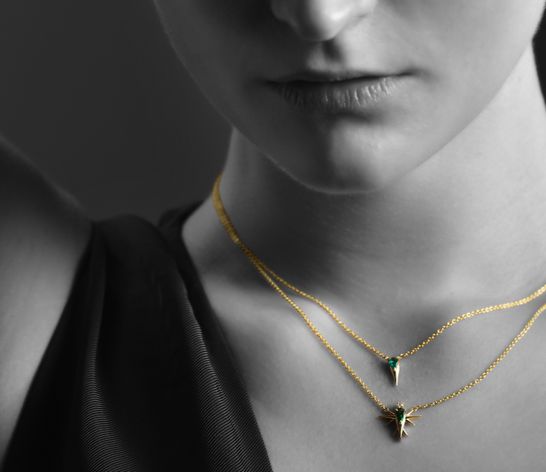 Yellow Gold Pear-Shaped Emerald Necklace