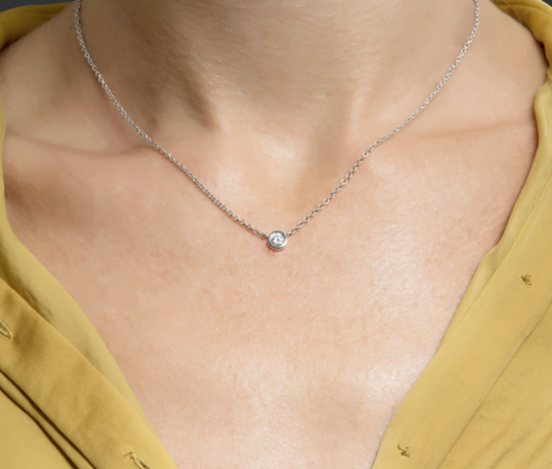 White Gold Round Brilliant Cut Diamond Necklace -