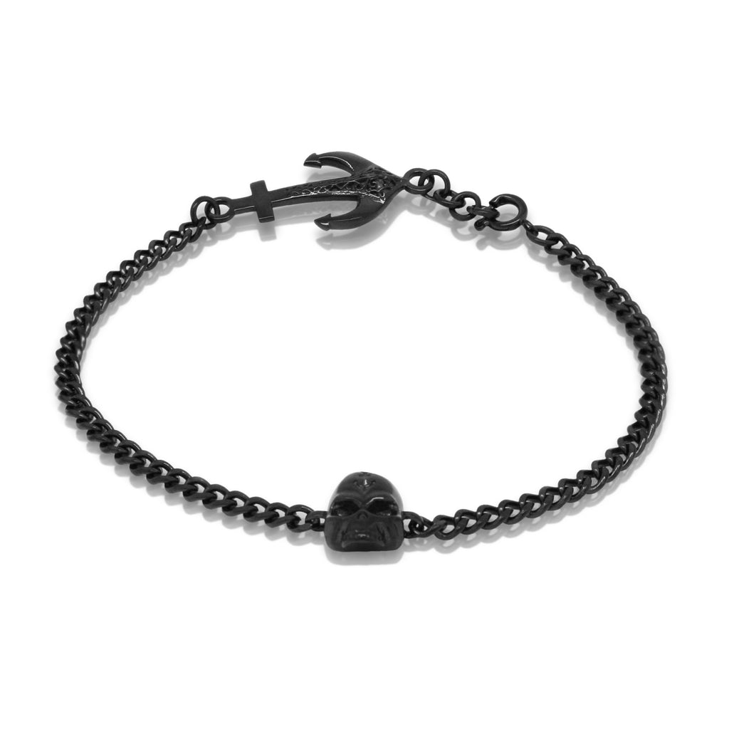Skull anchor bracelet - Black steel