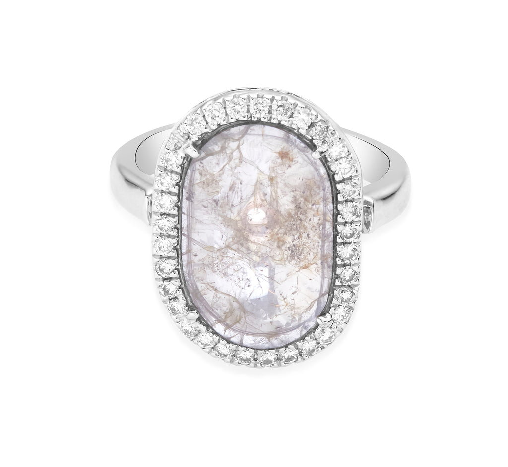 18ct White - Rose Gold slice Diamond Ring