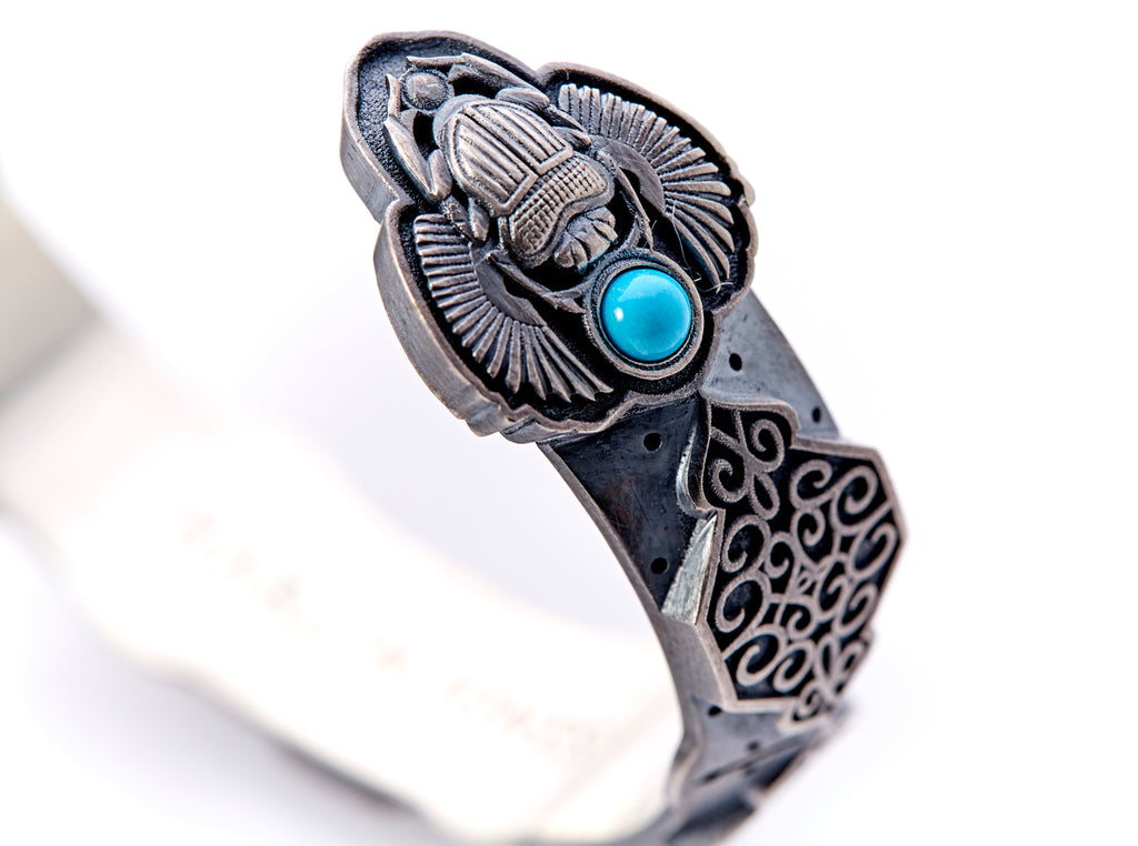 Scarab Beetle Jewelry. Scarab Beetle Jewellery. Ancient Egypt. Silver Cuff 