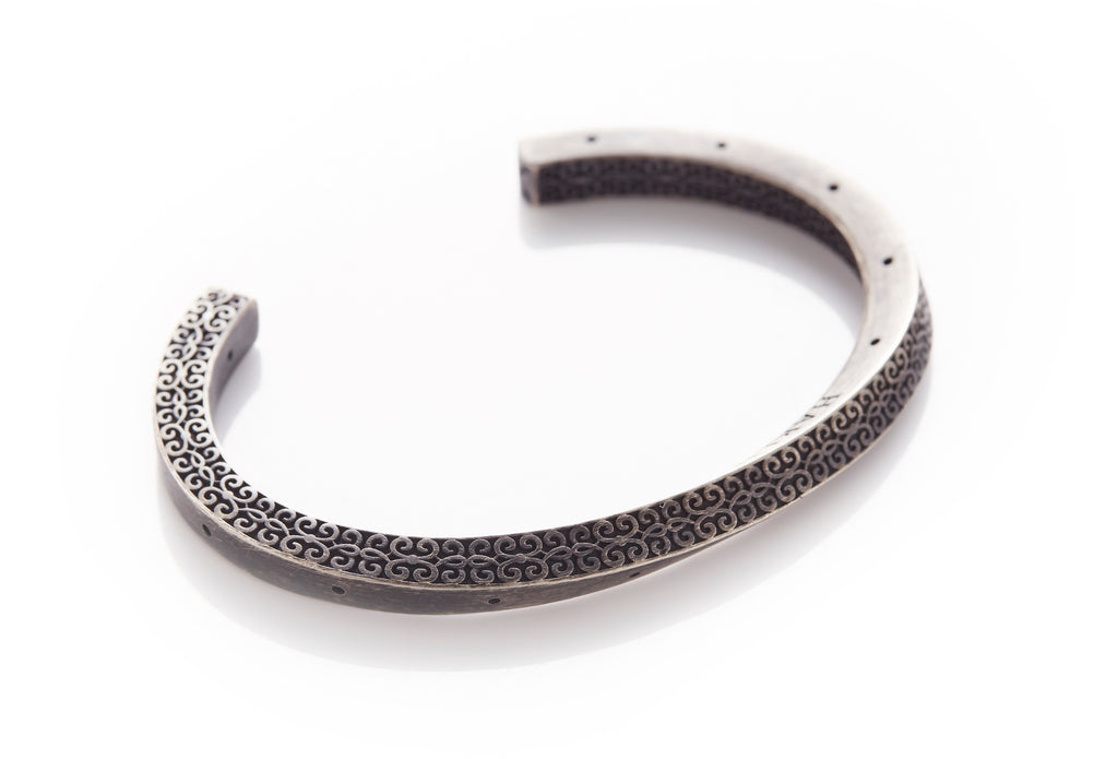 Twisted Patterned Oxidised Silver Cuff
