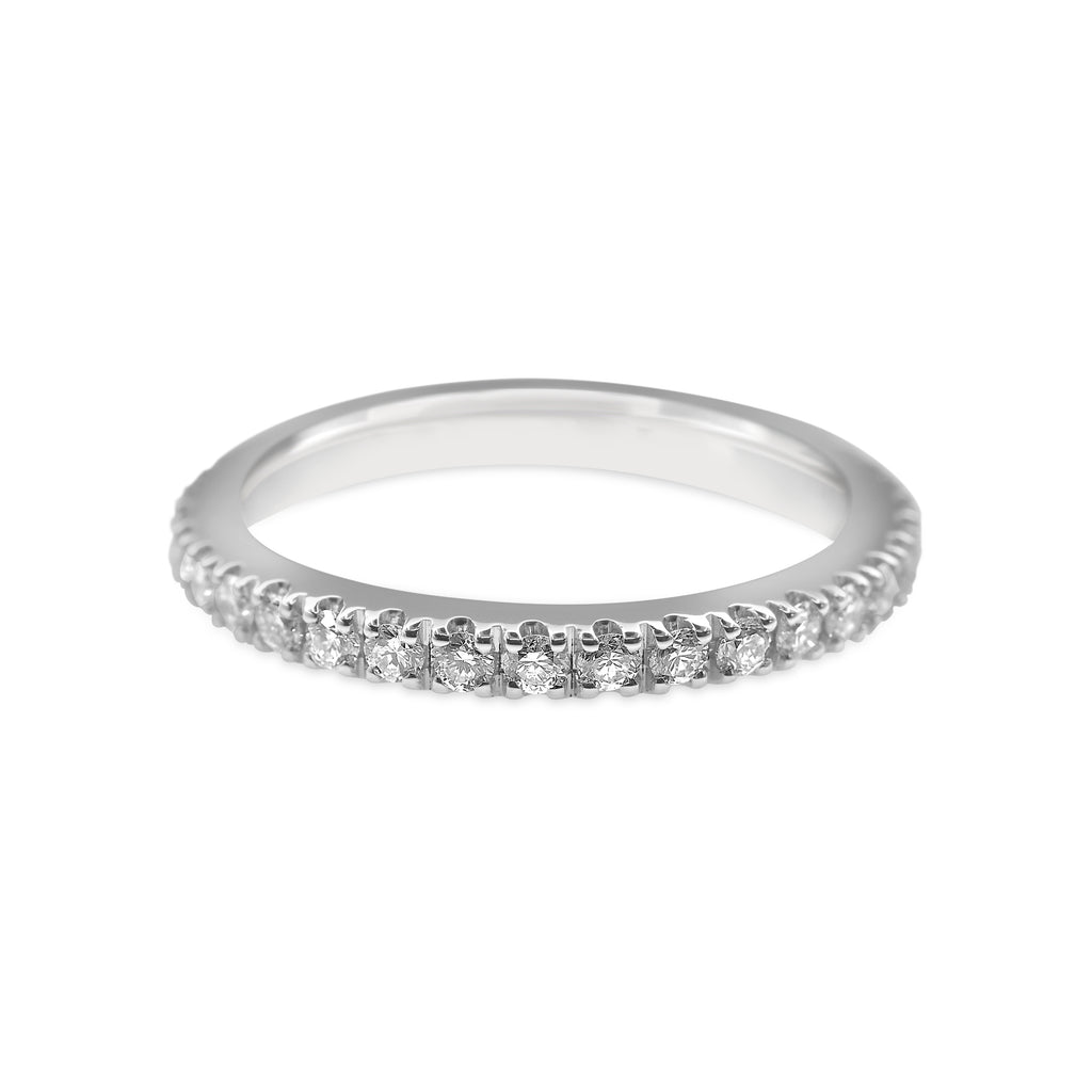 Claw Cut Out Diamond Wedding Band - 18ct White Gold