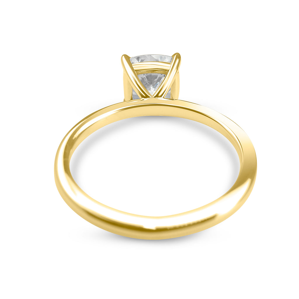 Cushion Cut Diamond Engagement Ring - Yellow Gold