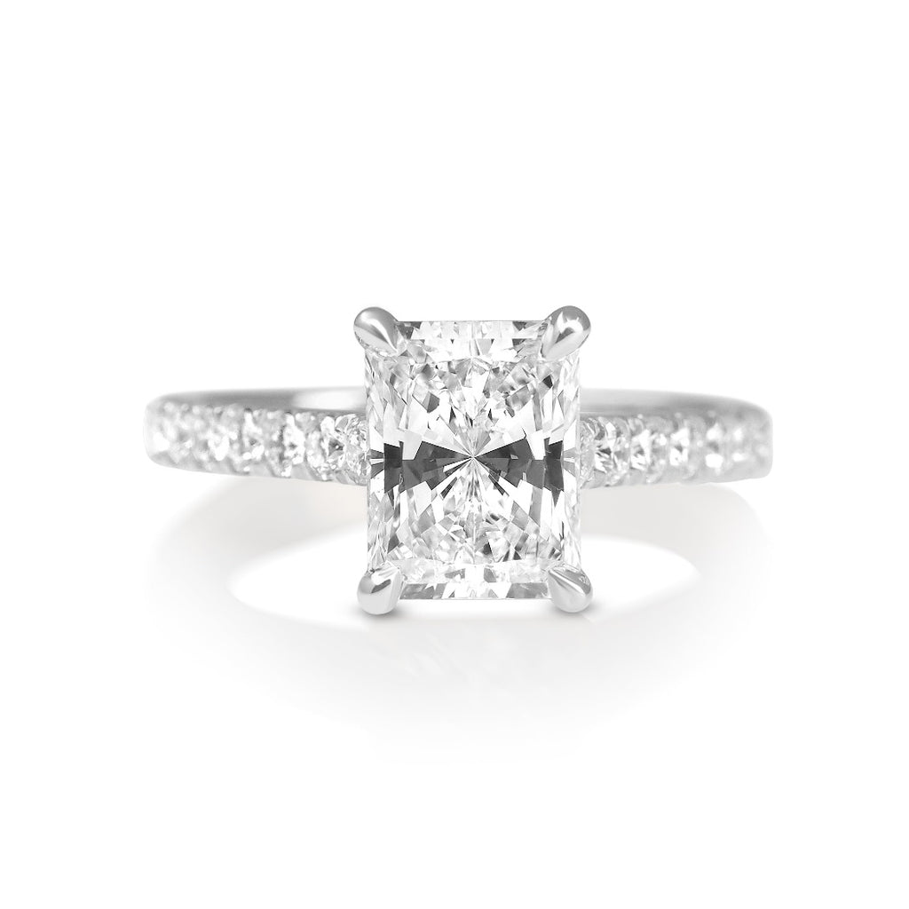 Radiant Cut Diamond Engagement Ring - White Gold