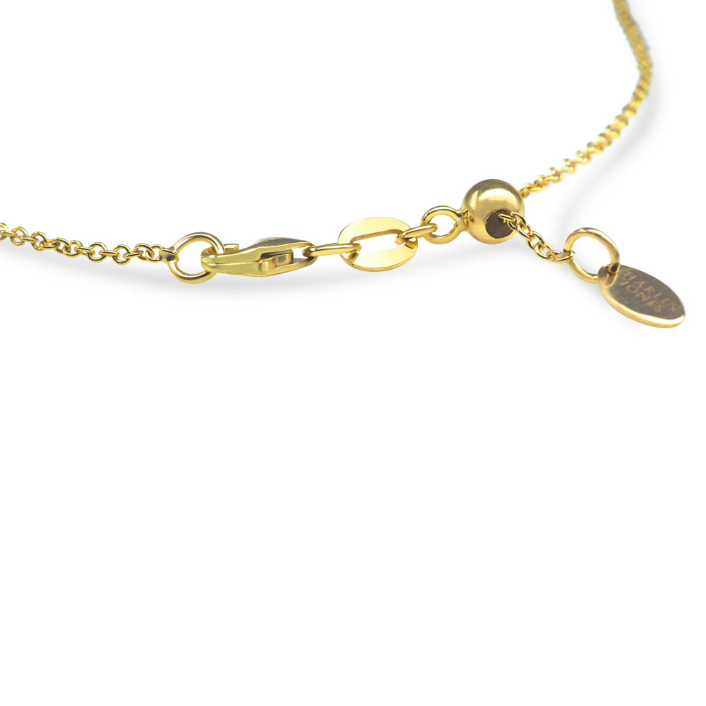 Yellow Gold - Blue Sapphire & Diamond Drop Necklace
