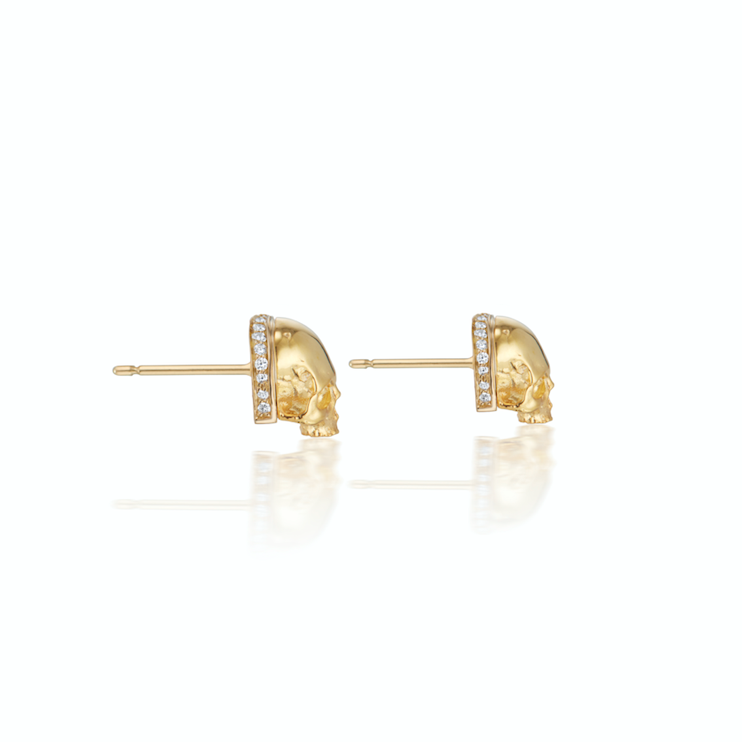 Skull stud earrings gold deals