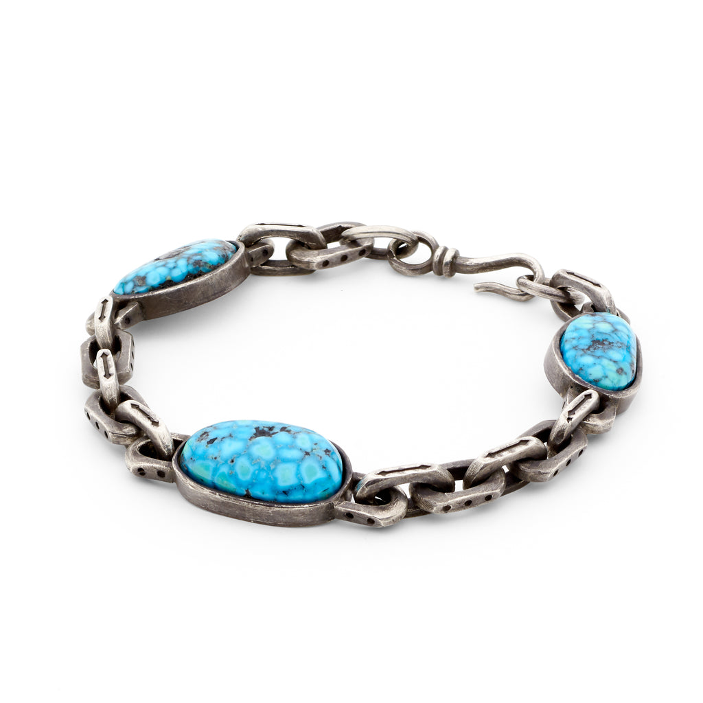 Oxidized Sterling Silver - Ithaca Peak Turquoise Bracelet