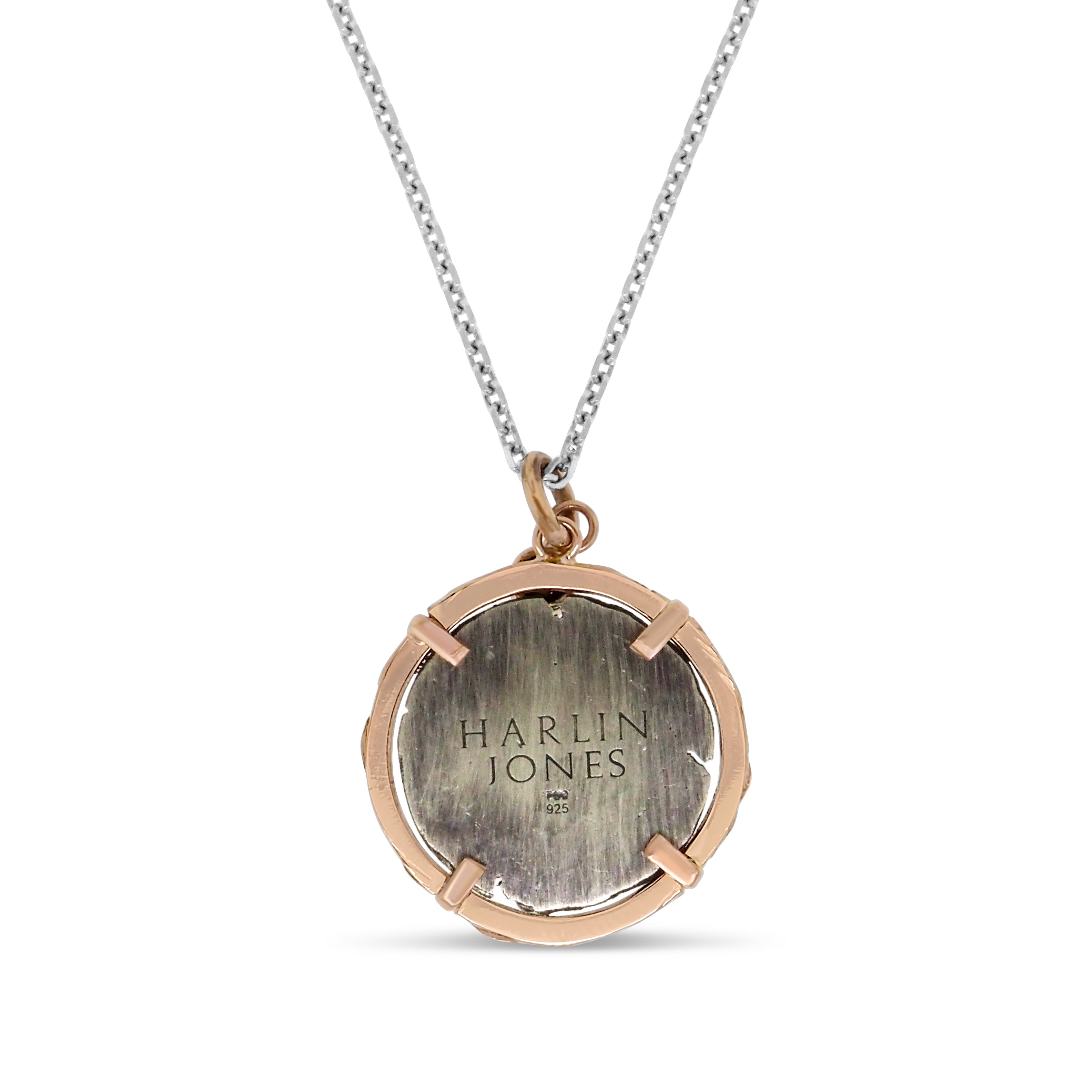 Hand Forged Jesus Coin Necklace With Black Diamond