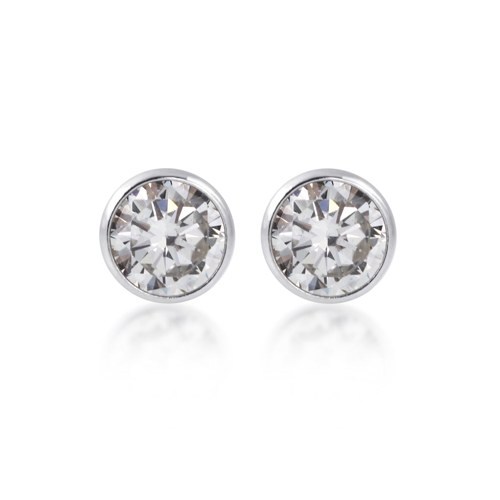 Diamond Stud Earrings - Bezel Set