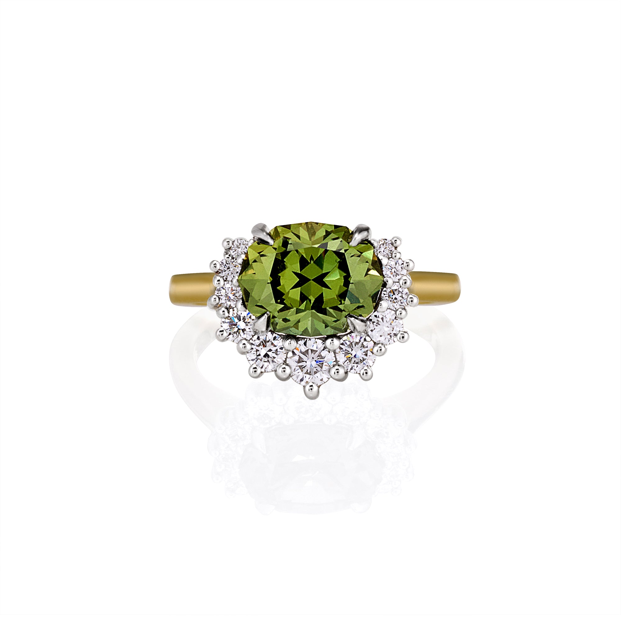2.64ct Oval Natural Australian Green Sapphire & Diamond Alternative Engagement Ring
