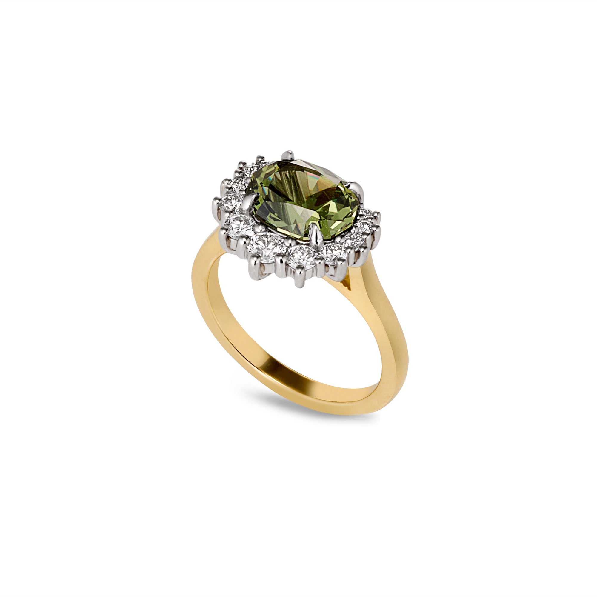 2.64ct Oval Natural Australian Green Sapphire & Diamond Alternative Engagement Ring