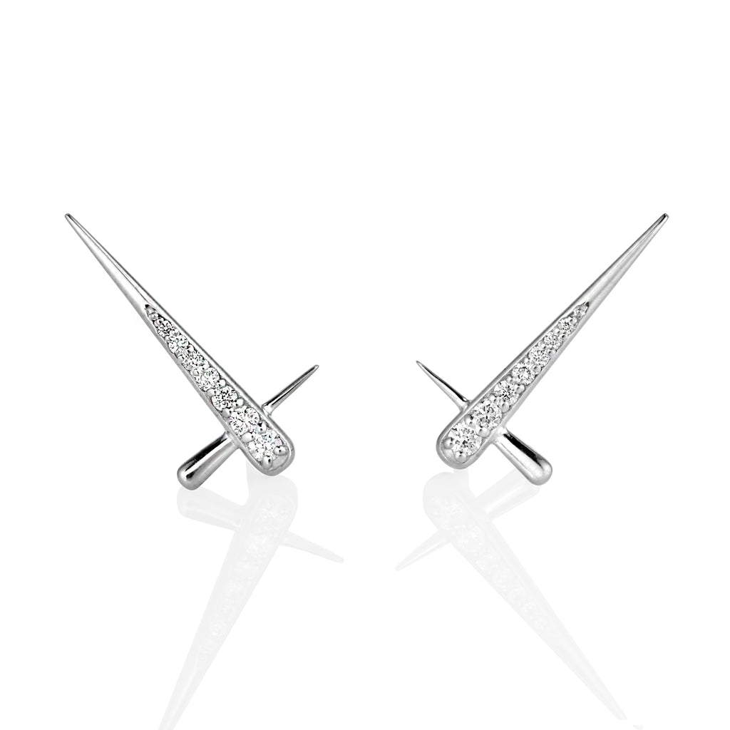 Cross Spike Diamond Earrings