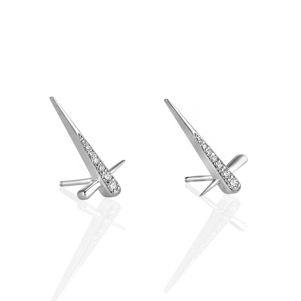 Cross Spike Diamond Earrings