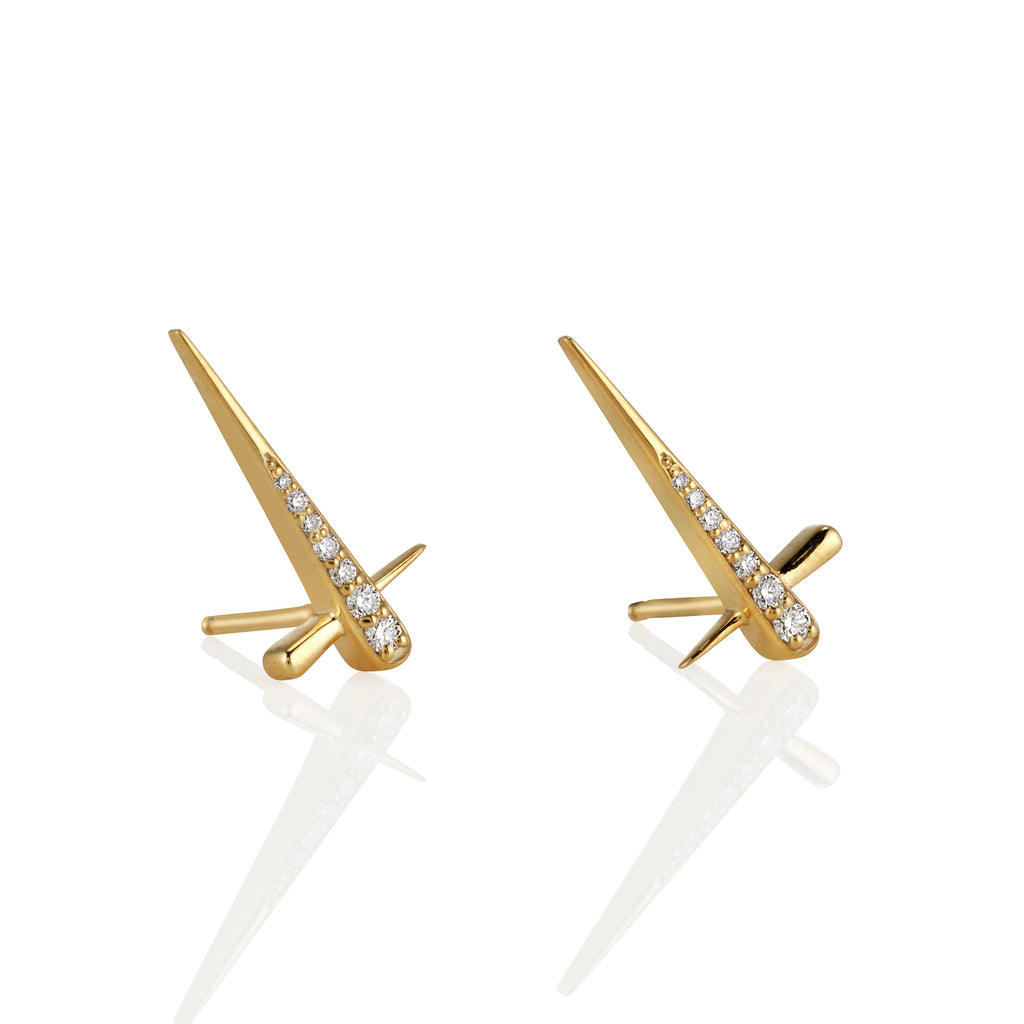 Cross Spike Diamond Earrings