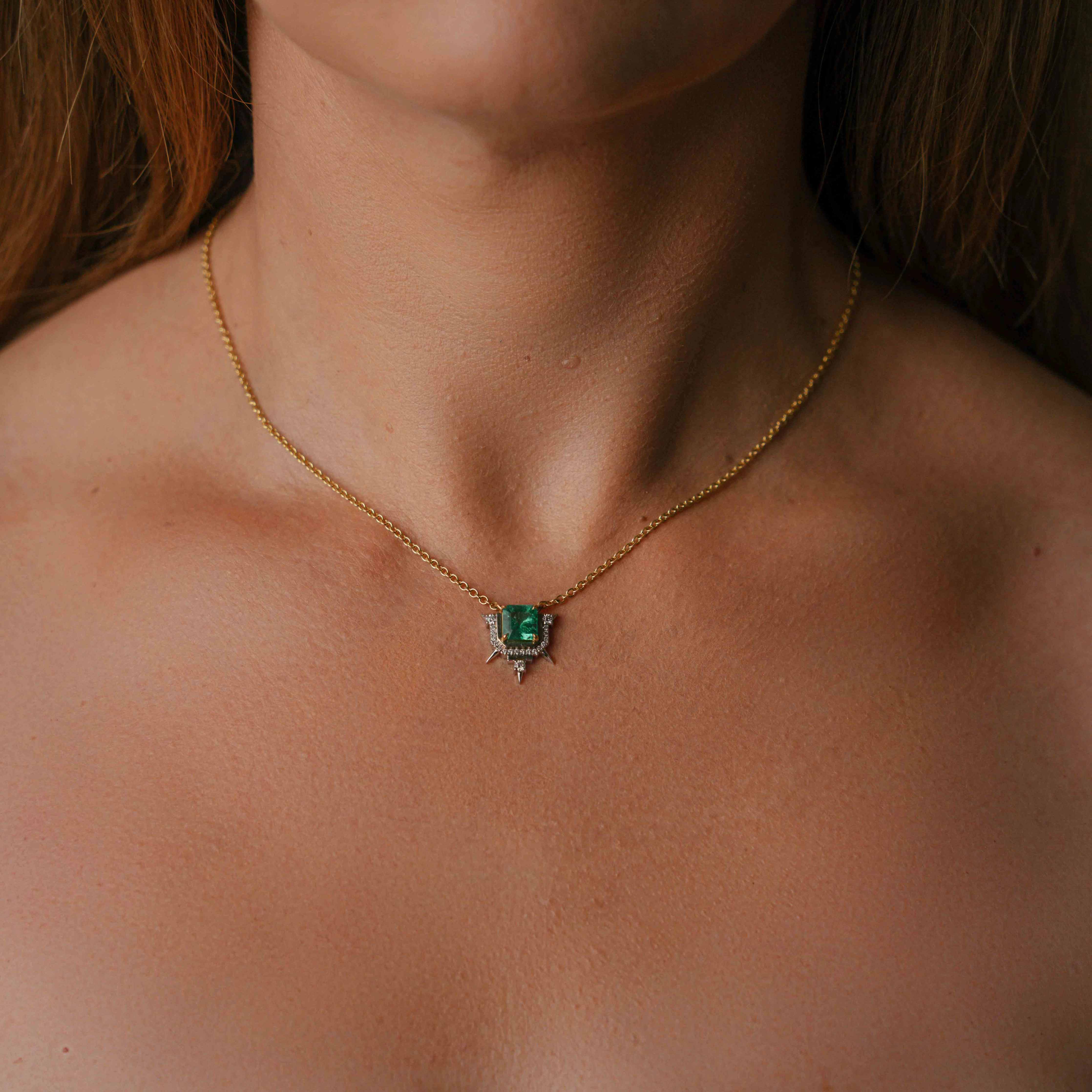 Luxury Gold and Diamond Necklace with Muzo Emerald Pendant – Statement Jewellery