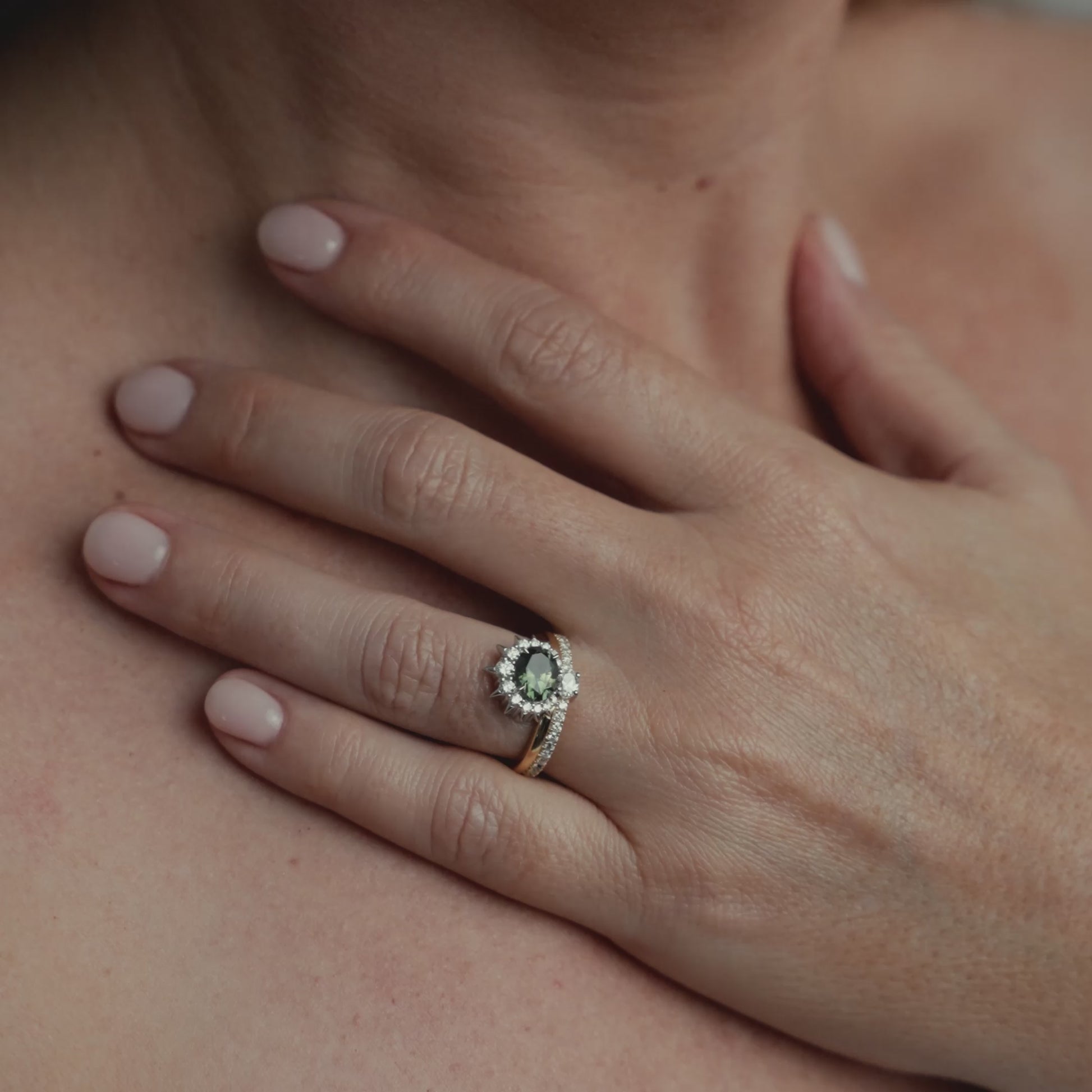 Video of model wearing ring