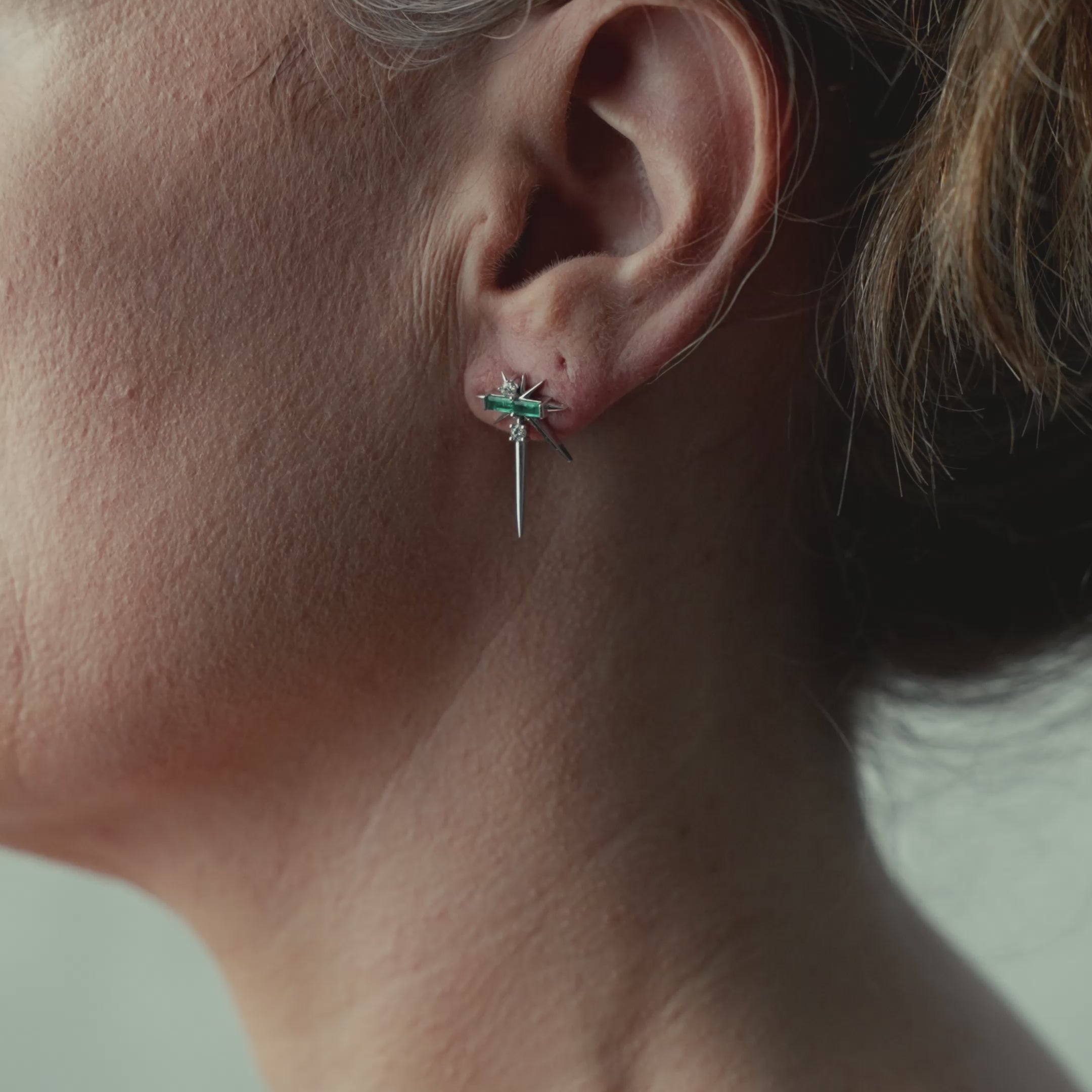 Video of model wearing earing 