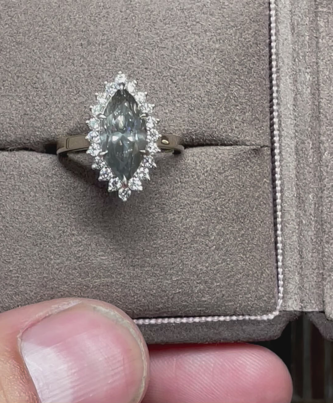 Dark grey diamond engagement ring