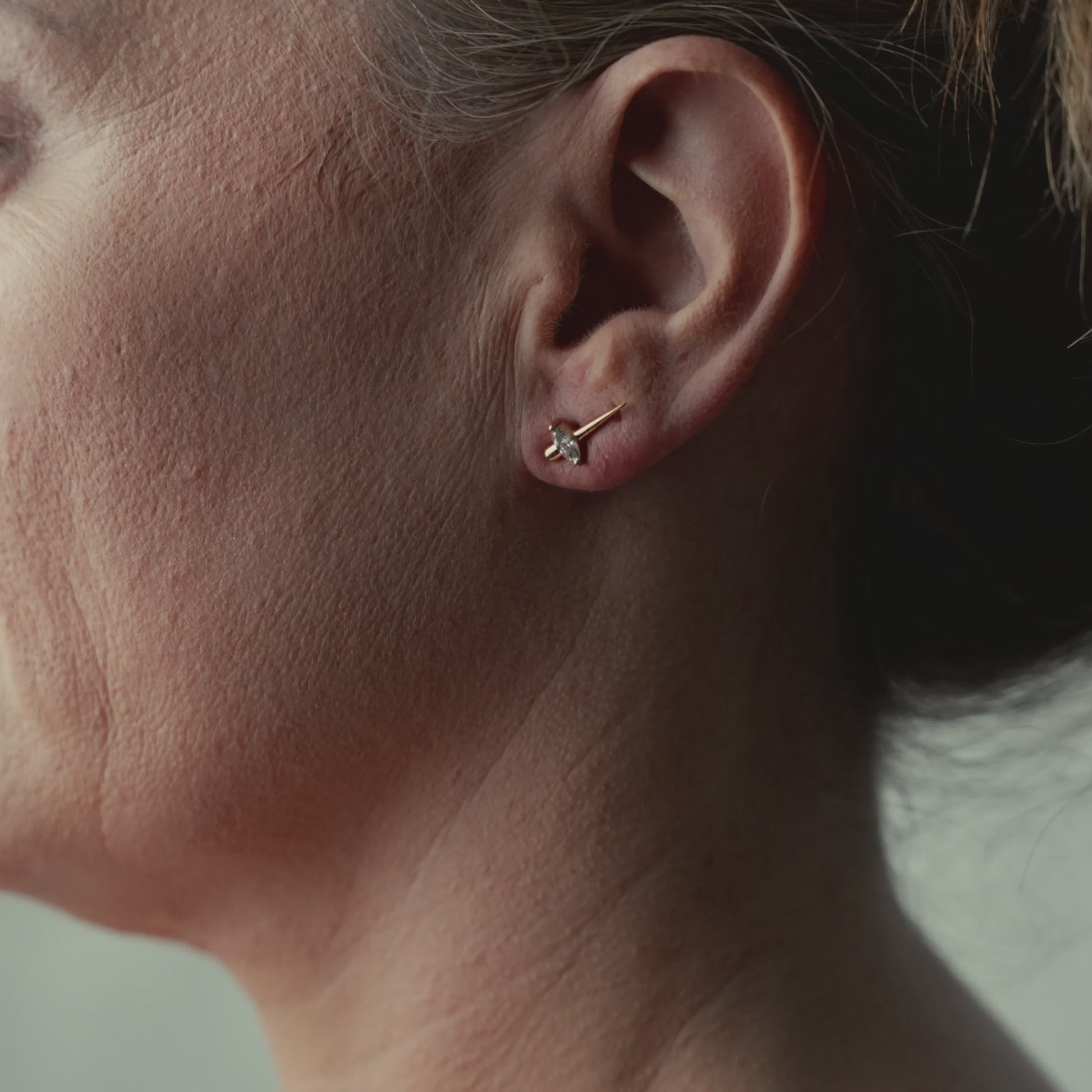 Video of model wearing earrings
