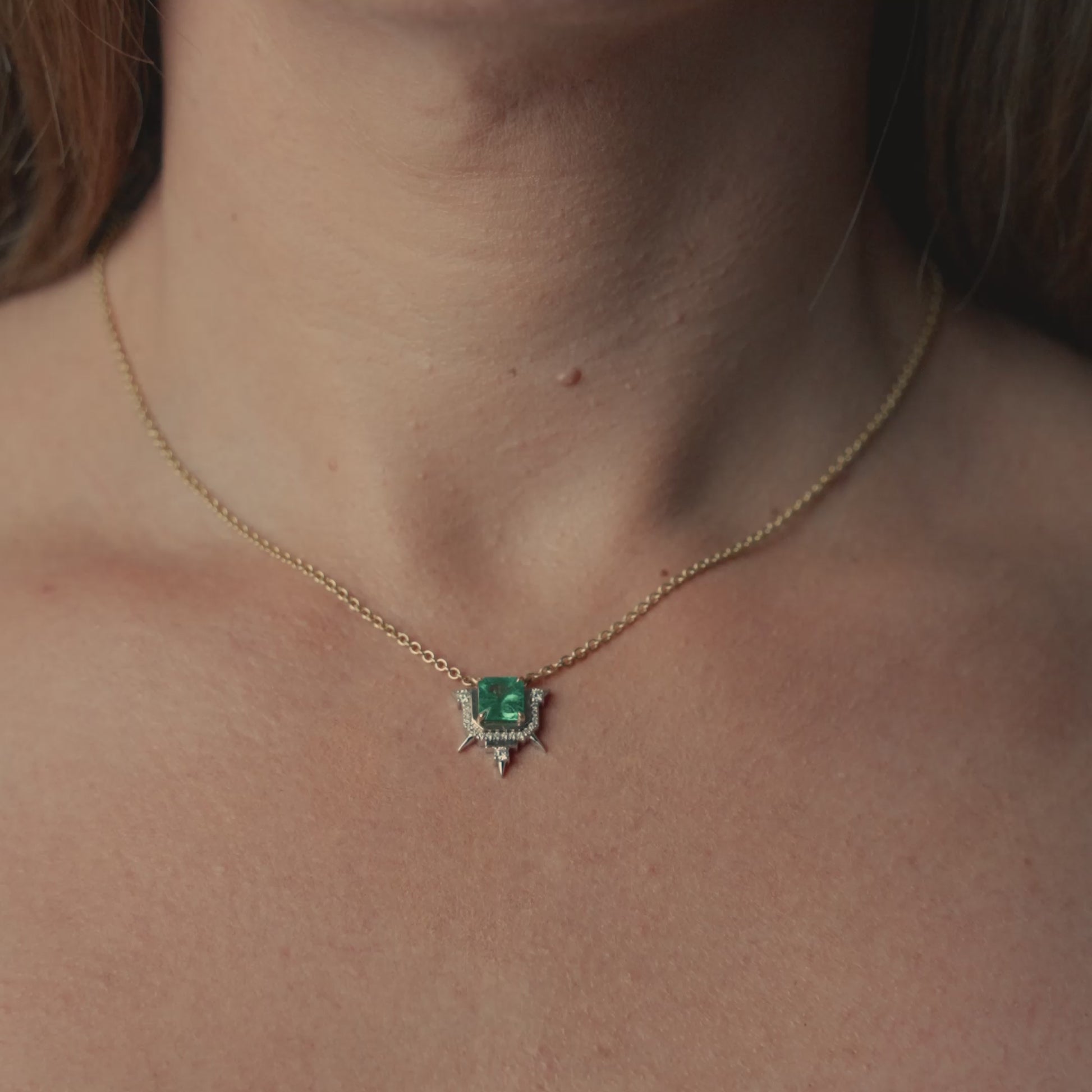 Video of model wearing necklace