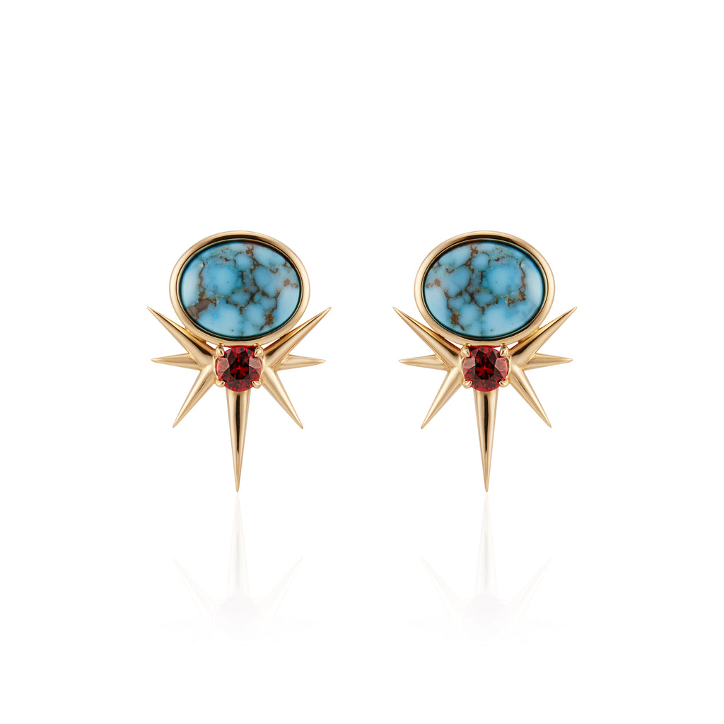 Turquoise & Sapphire earrings - Spike Earrings