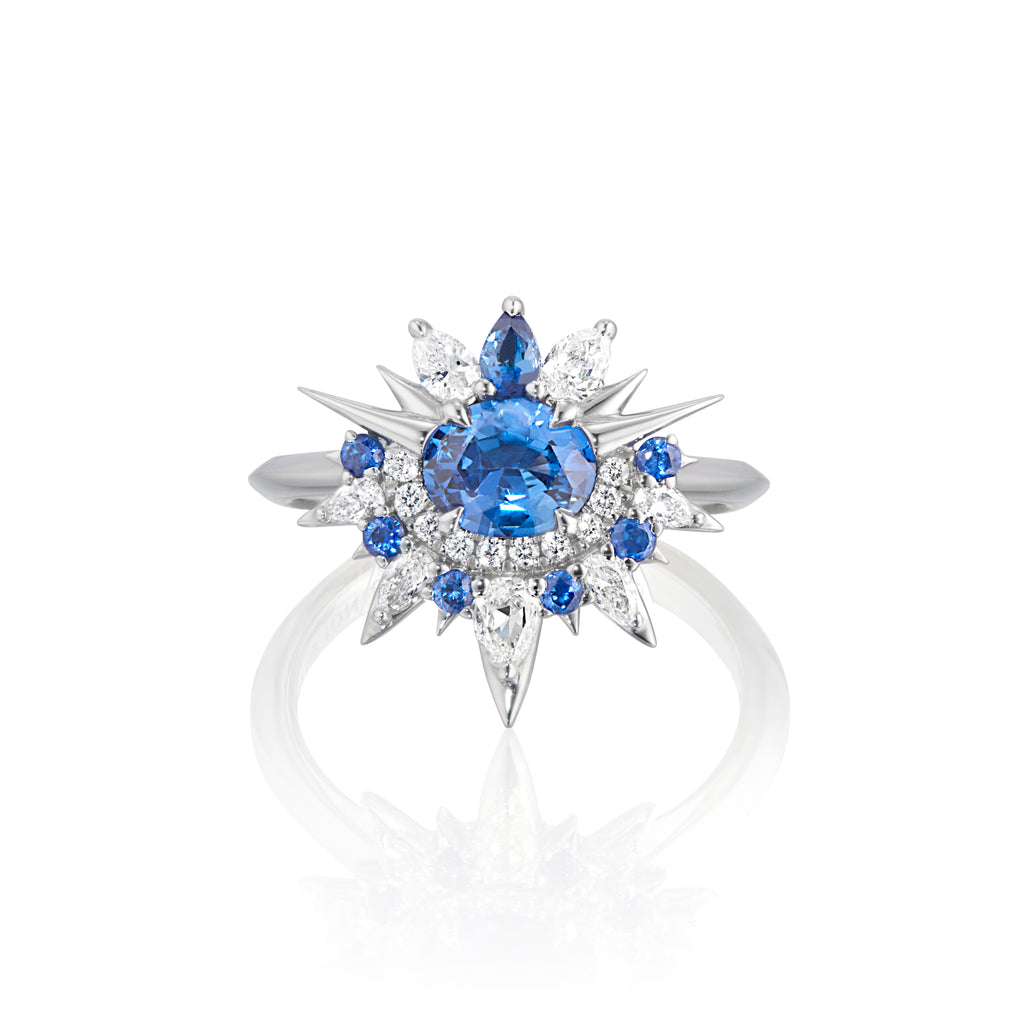 Blue Sapphire And Diamond Shooting Star Ring