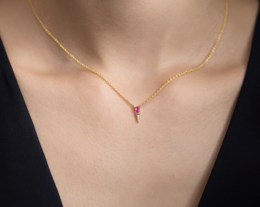 Rose Gold Pear-Shaped Pink Sapphire Necklace