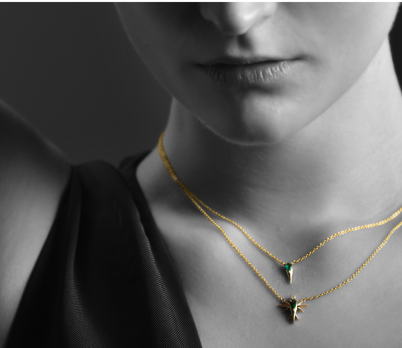 Rose Gold Pear-Shaped Emerald Necklace
