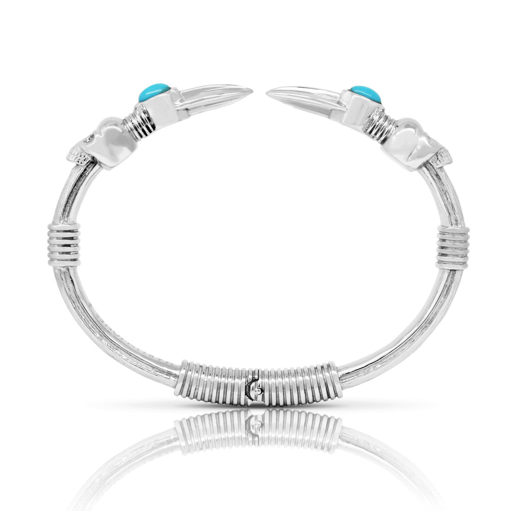 Skull Arrow Stone Bangle - Steel & Turquoise