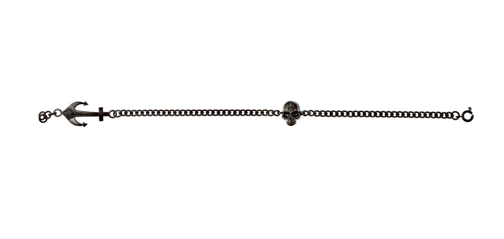 Skull anchor bracelet - Black steel