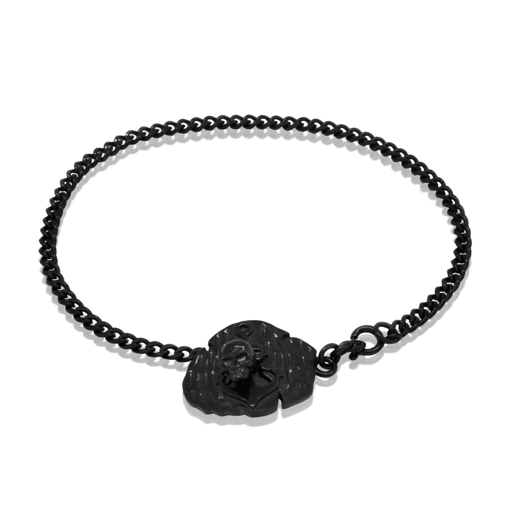 black skull bracelet. black anchor bracelet. skull bracelet. skull 