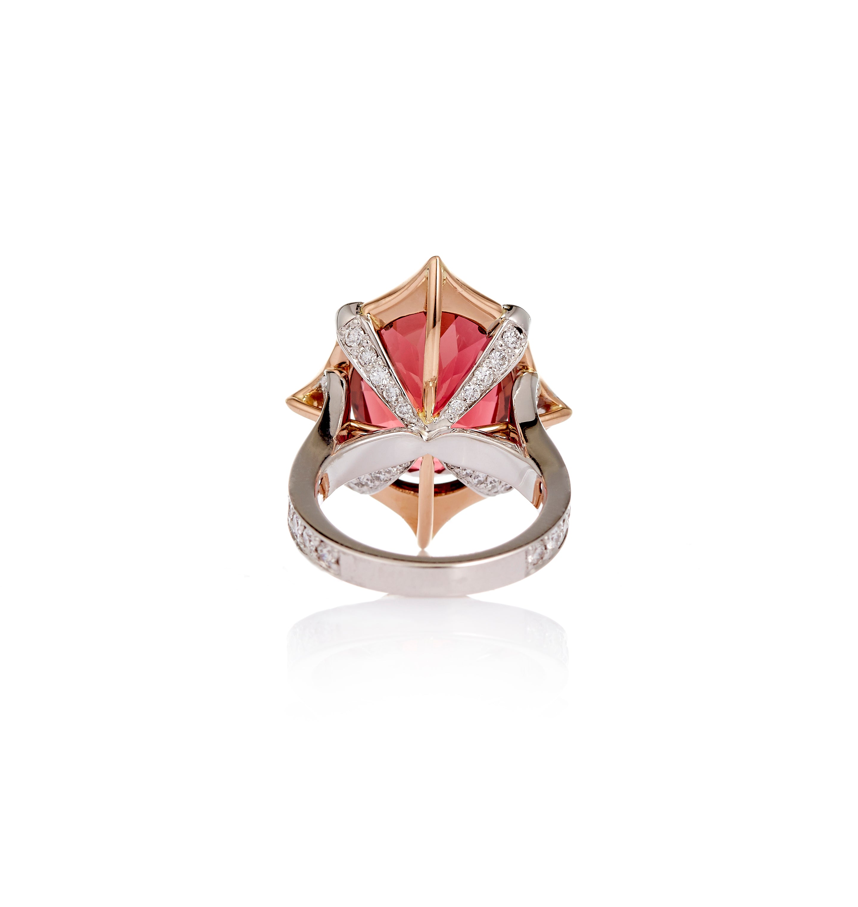 18ct White - Rose Gold, Pink Tourmaline - Diamond Ring