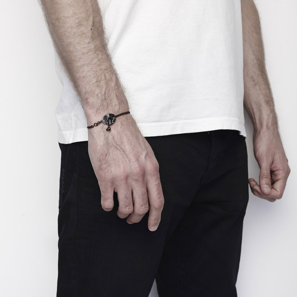 mens skull bracelet. mens black skull. mens skull jewelry. black skull