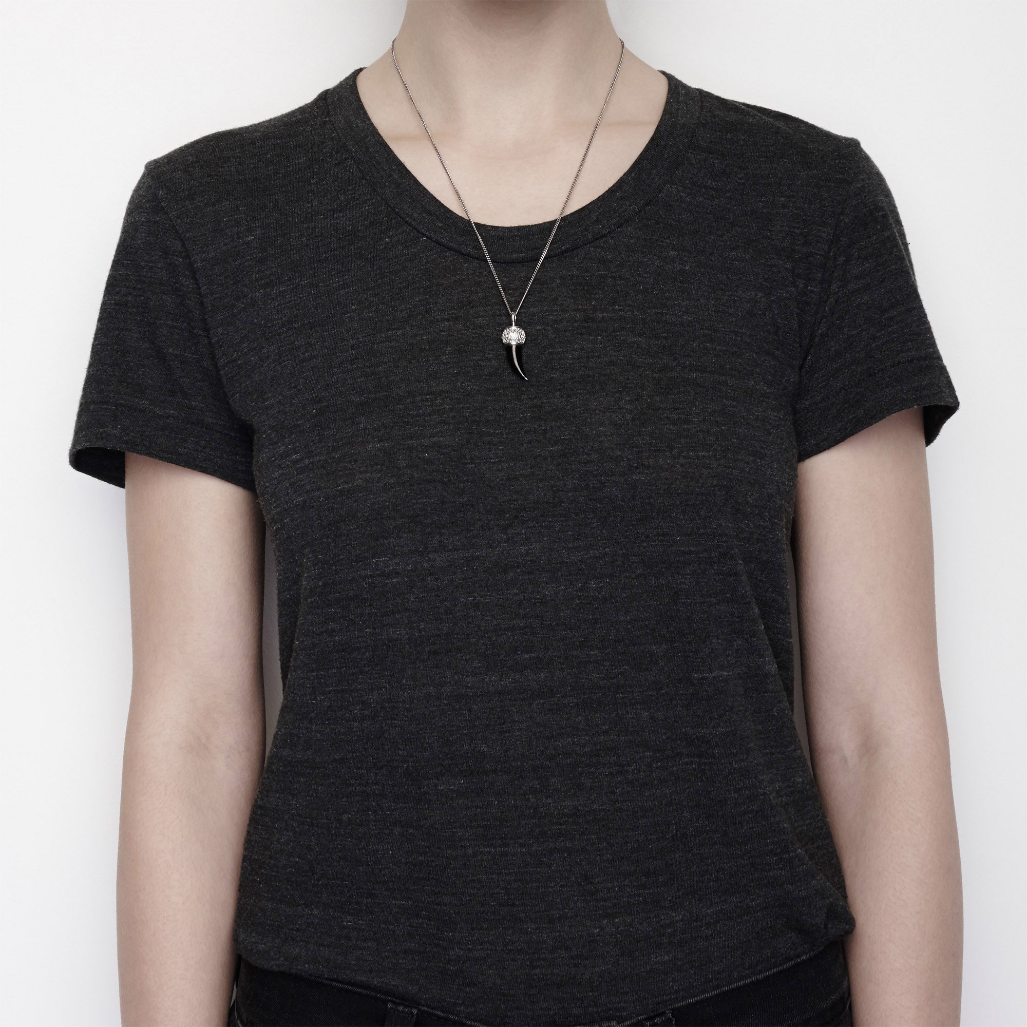 Tusk Pendant Necklace - Polished Steel Chain