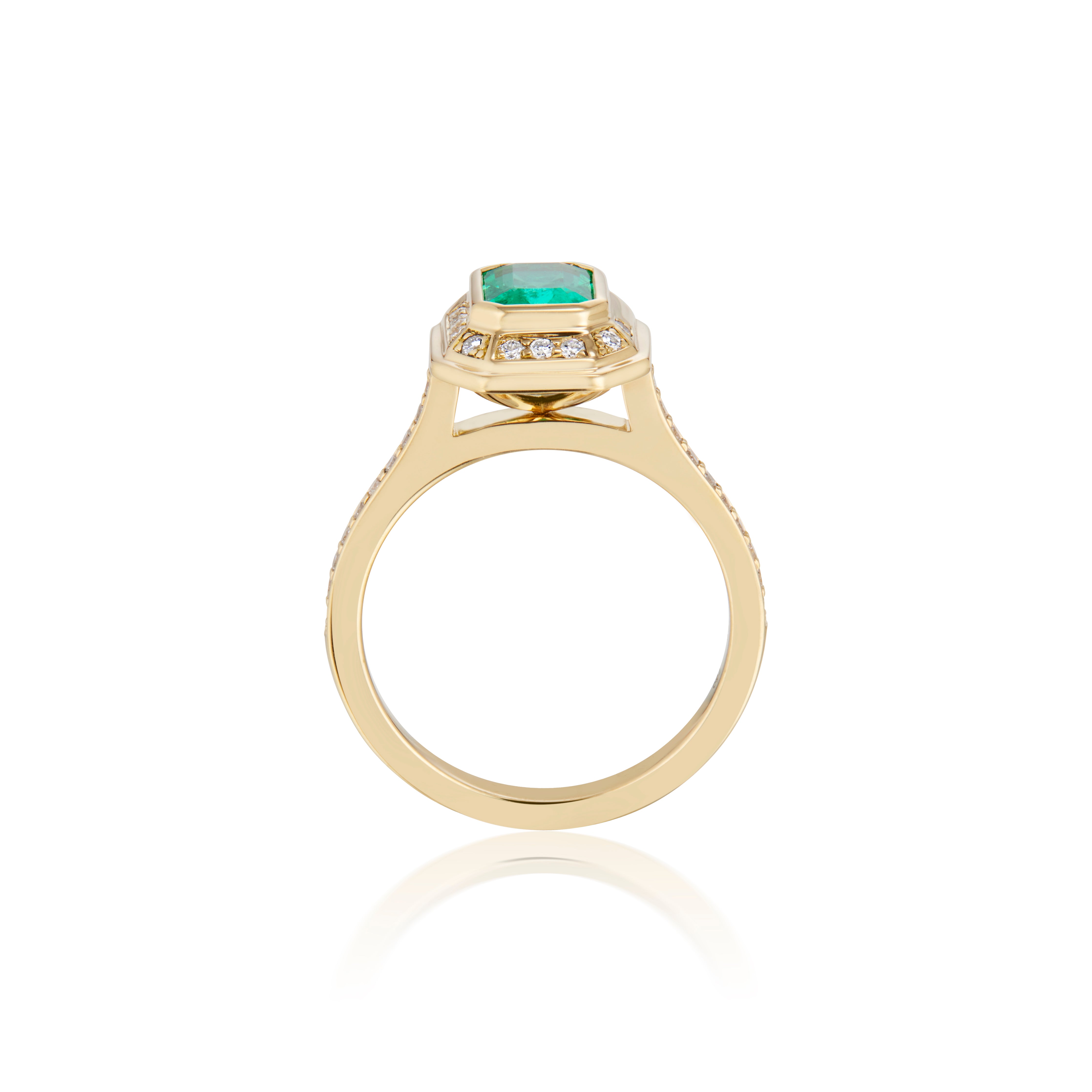 0.95ct Emerald Cut Emerald & Diamond Alternative Engagement Ring