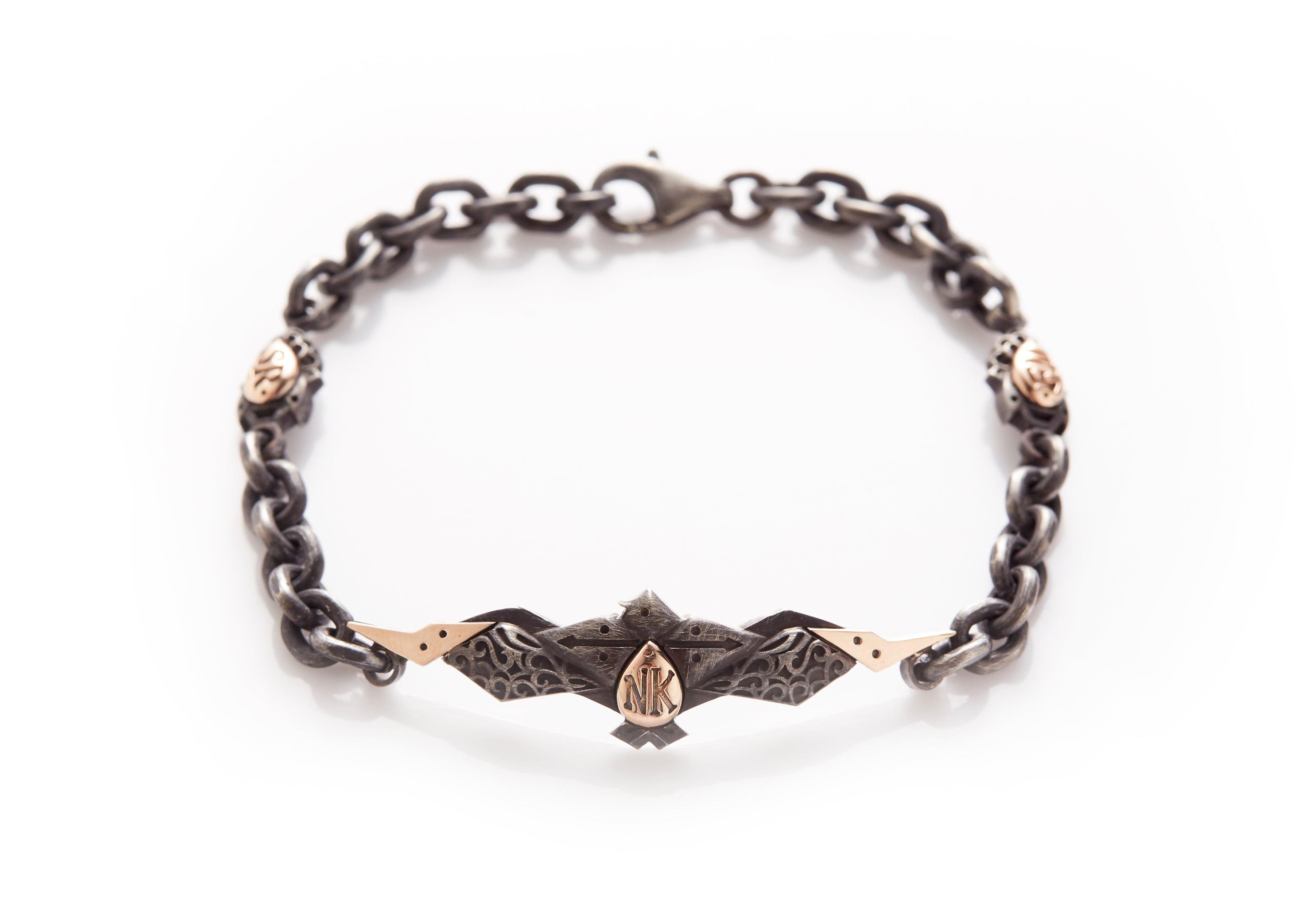 18ct rose gold - oxidized Silver Phoenix Bracelet
