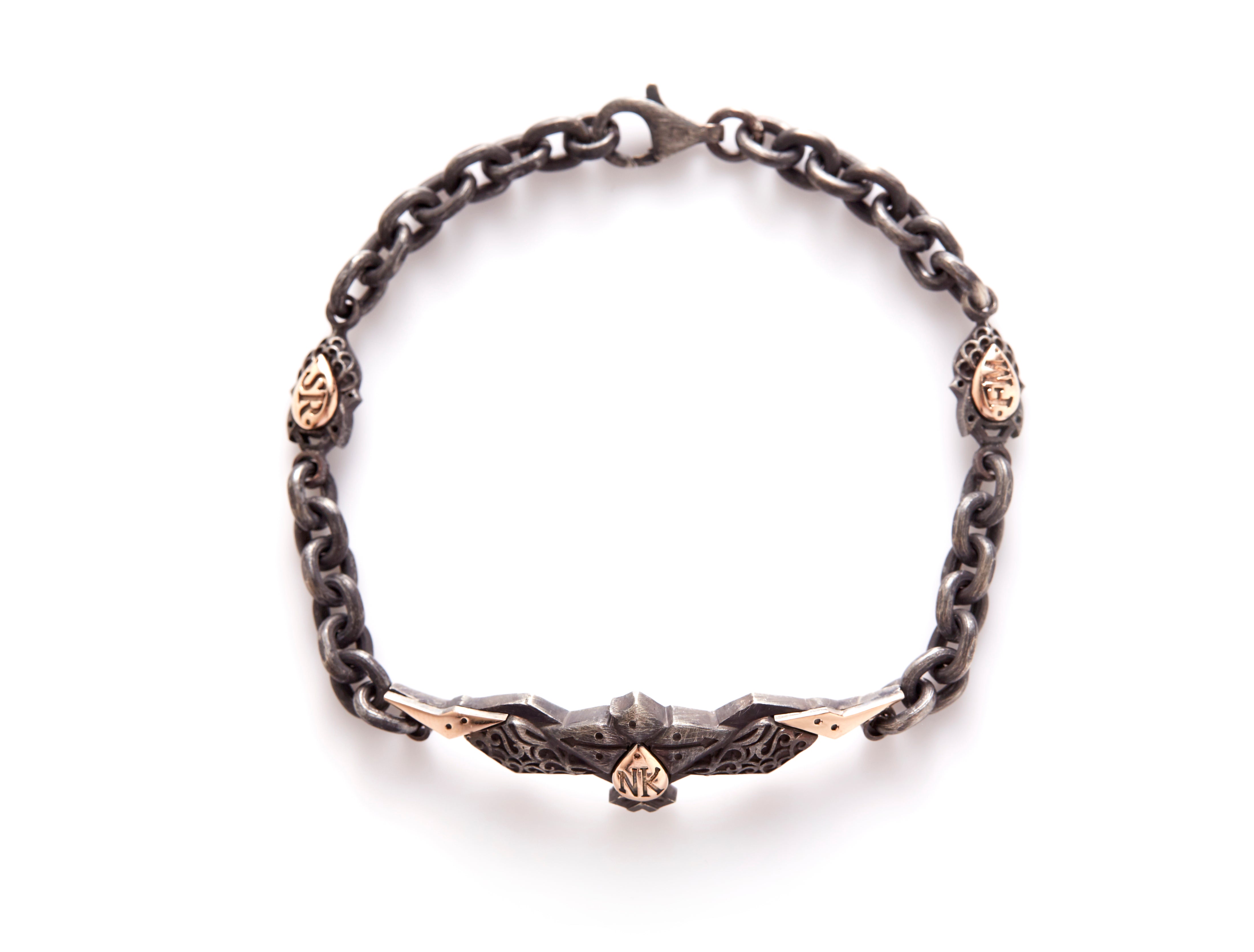18ct rose gold - oxidized Silver Phoenix Bracelet