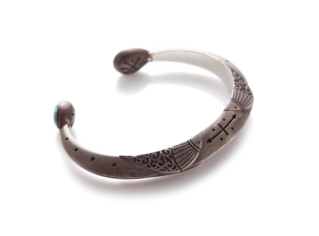 Silver Harlin Jones Turquoise Cuff Bracelet. Mens Designer Bracelet. Mens Designer Jewelry