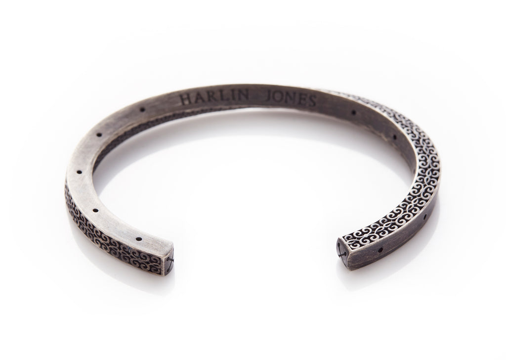 Twisted Patterned Oxidised Silver Cuff