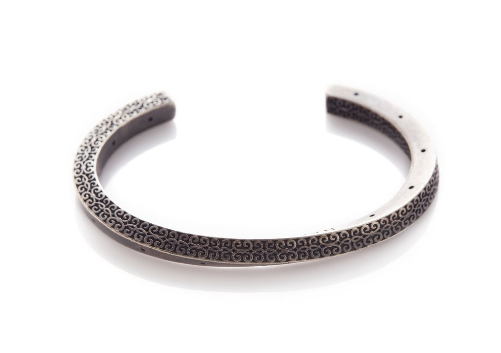 Twisted Patterned Oxidised Silver Cuff