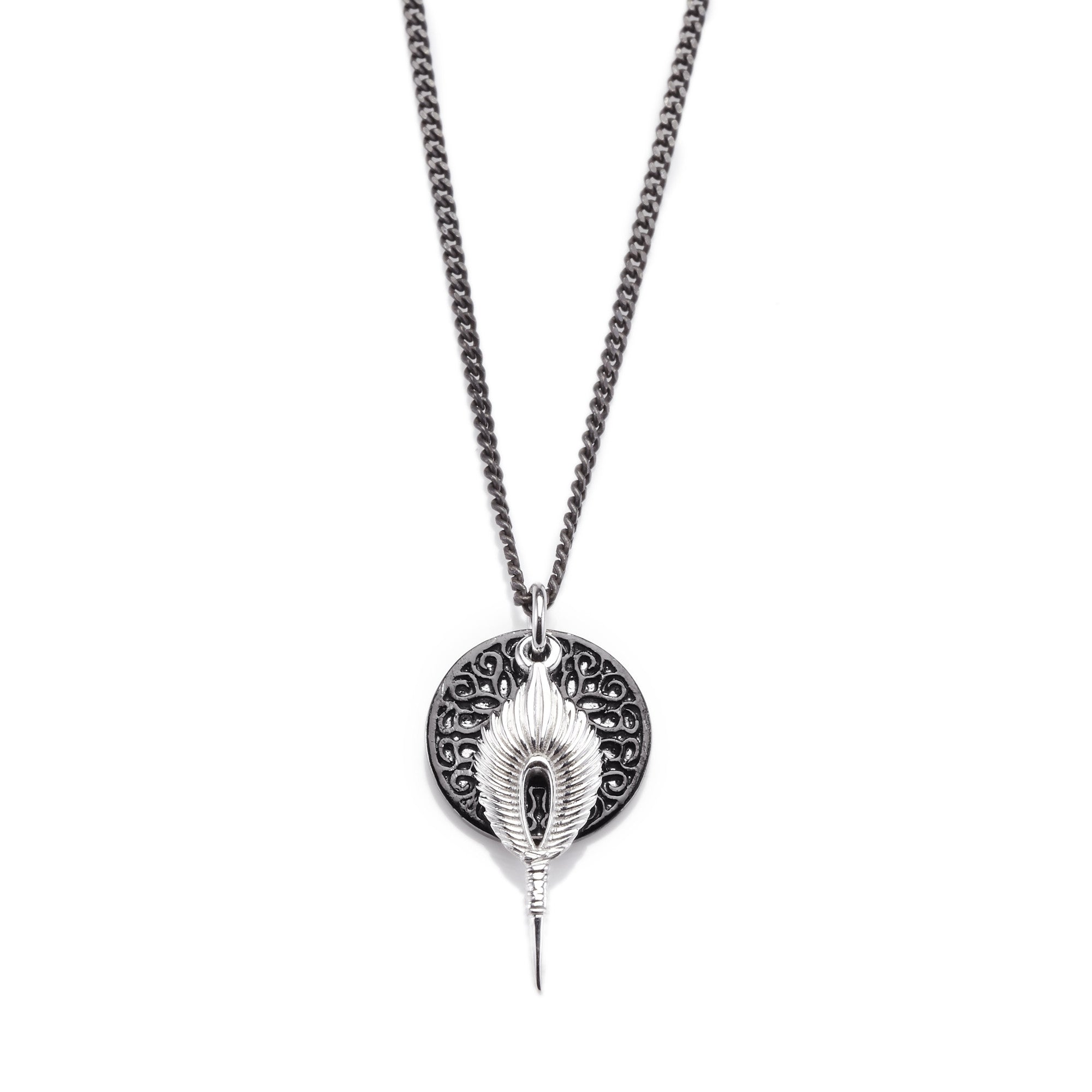feather necklace. feather jewellery. feather jewelry. mens necklace. mens silver necklace 