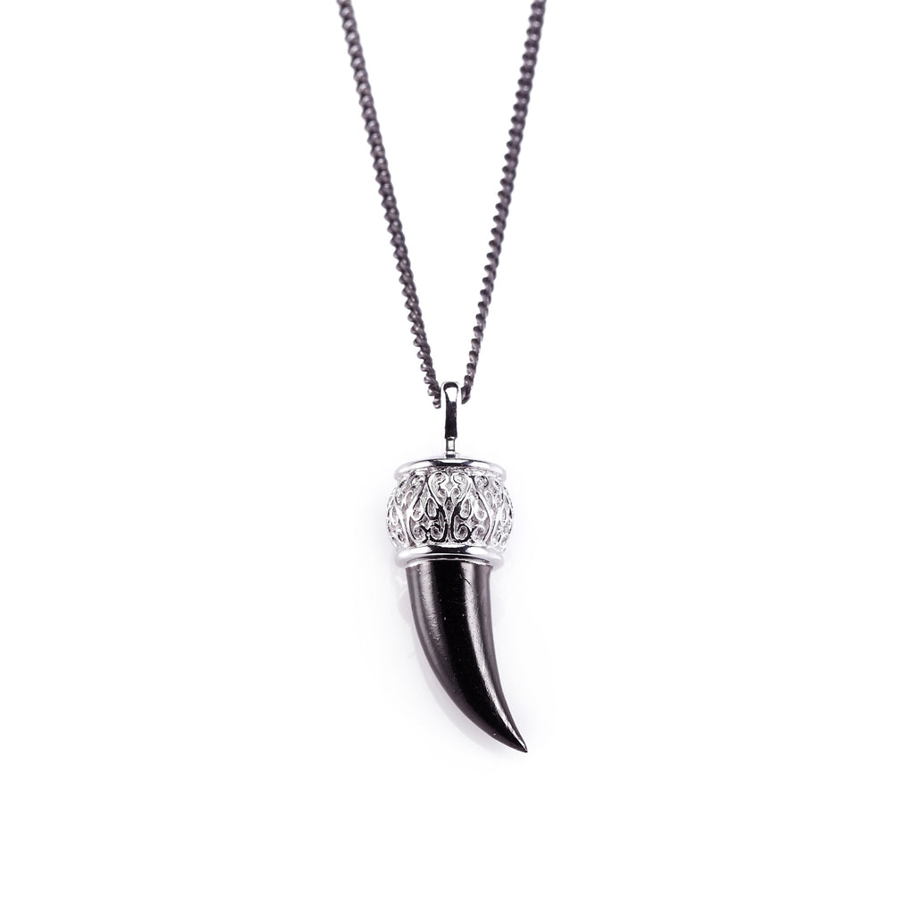 Silver Horn Necklace. Tusk Necklace. Mens Necklace. Necklace For Him