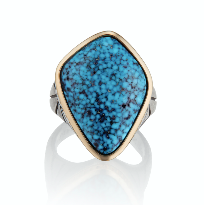 Black Webbed Kingman Turquoise Ring
