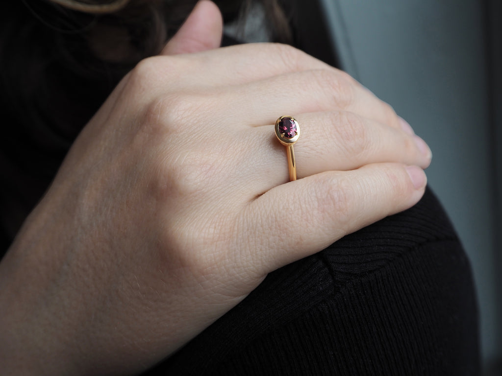 Yellow Gold - Pink Tourmaline Filigree Ring