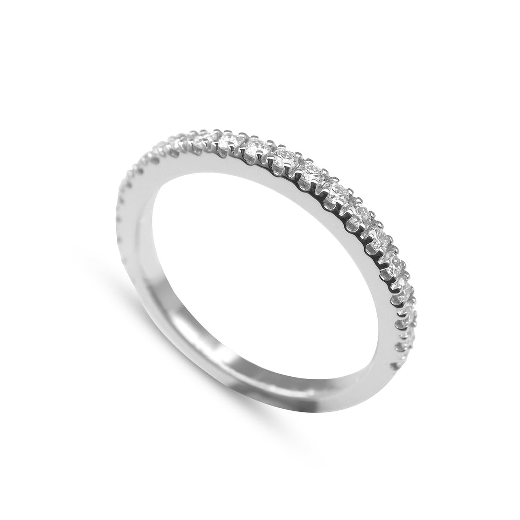 Claw Cut Out Diamond Wedding Band - 18ct White Gold