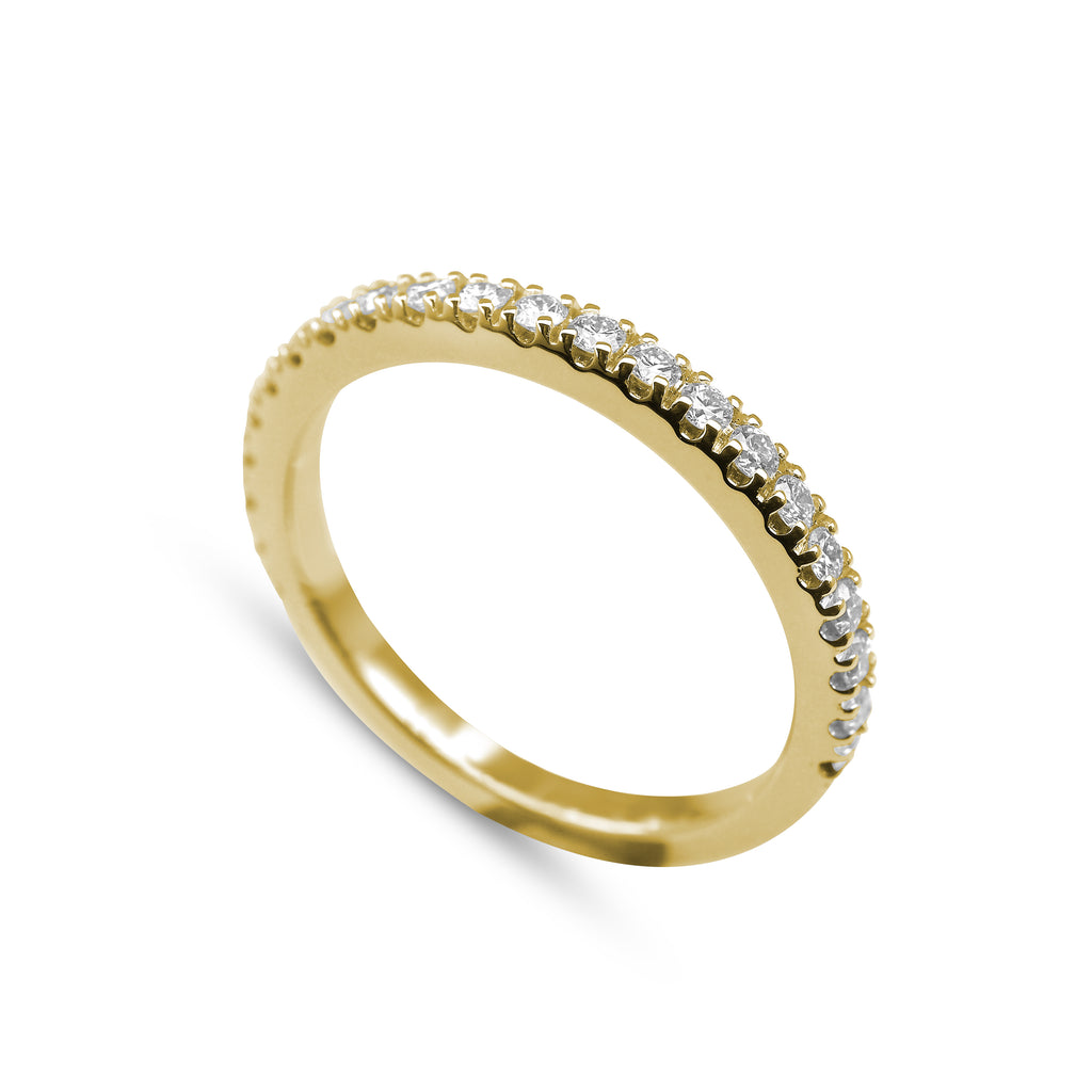 Claw Cut Out Diamond Wedding Band - 18ct Yellow Gold